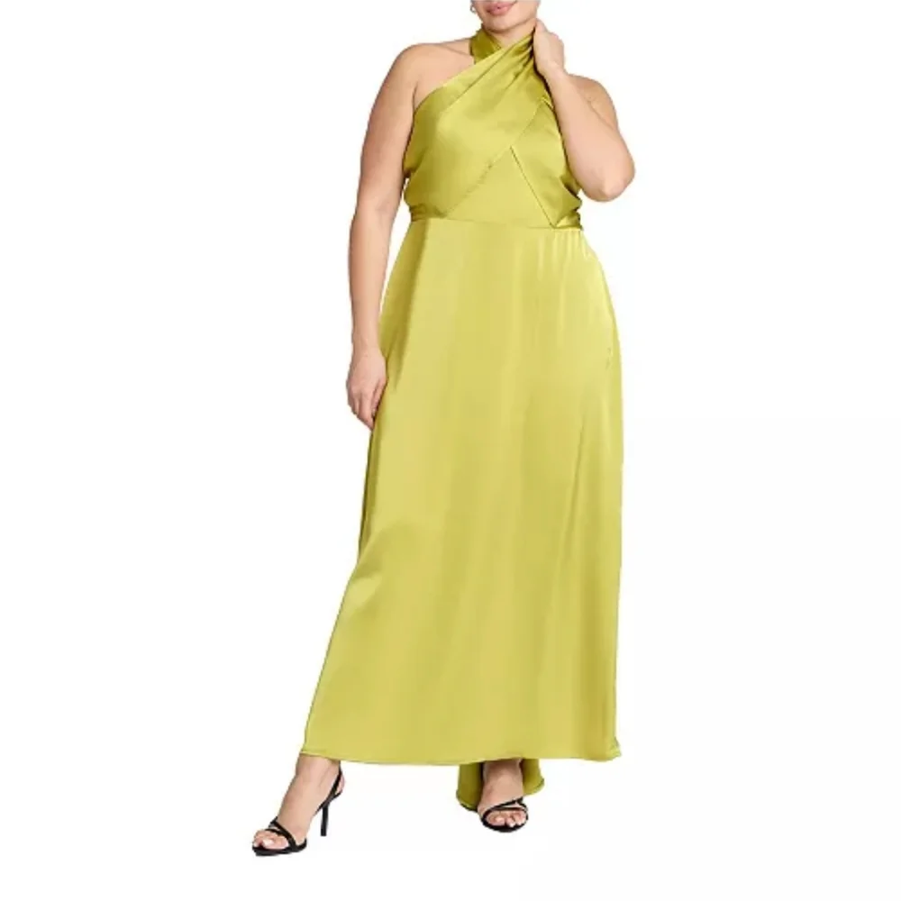 NWT ELOQUII HALTER NECK SATIN MAXI DRESS - Picture 4 of 8